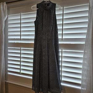 Elegant Navy and White Polka Dot Dress